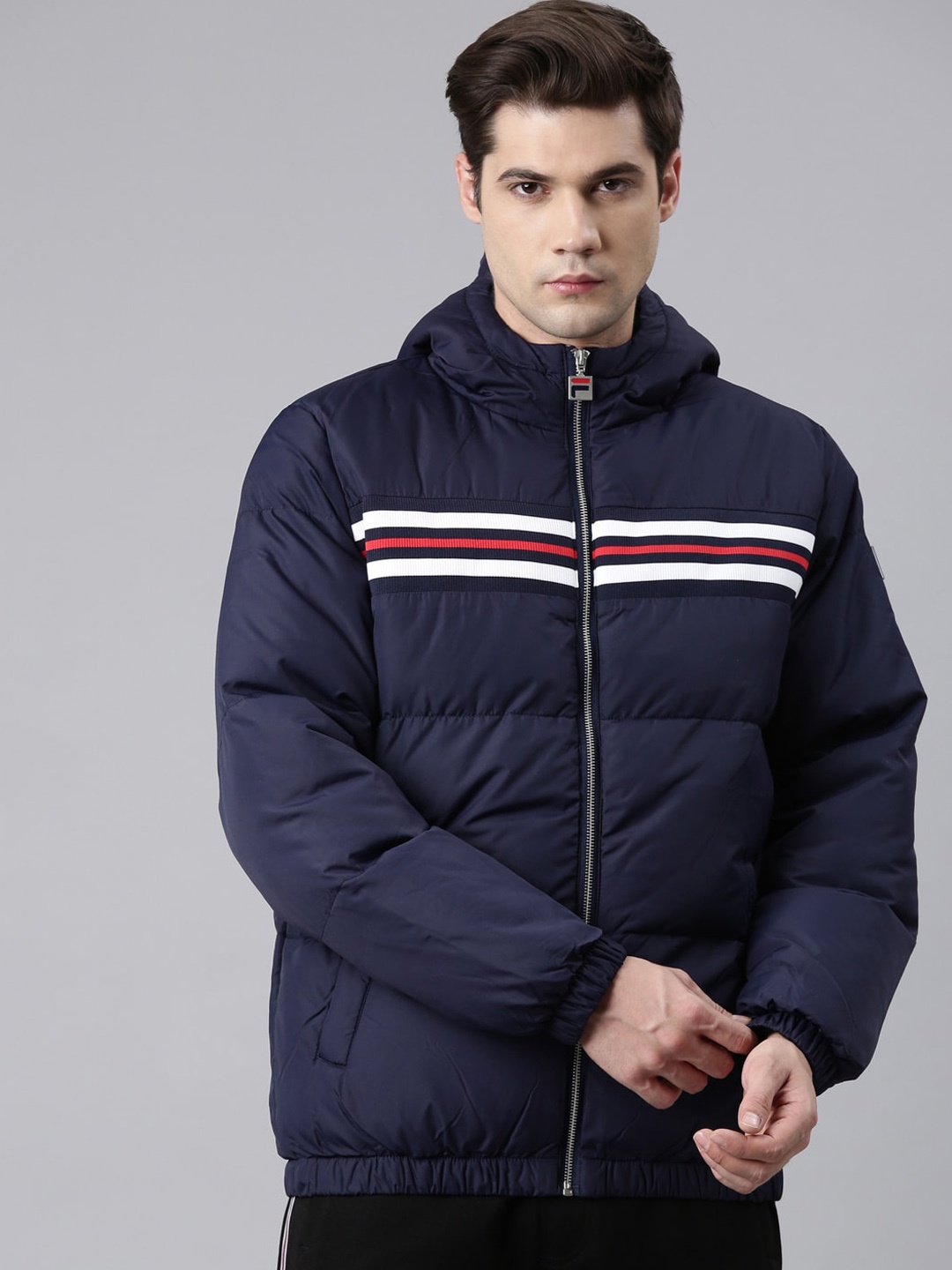 

FILA Hooded Long Sleeves Puffer Jacket, Navy blue