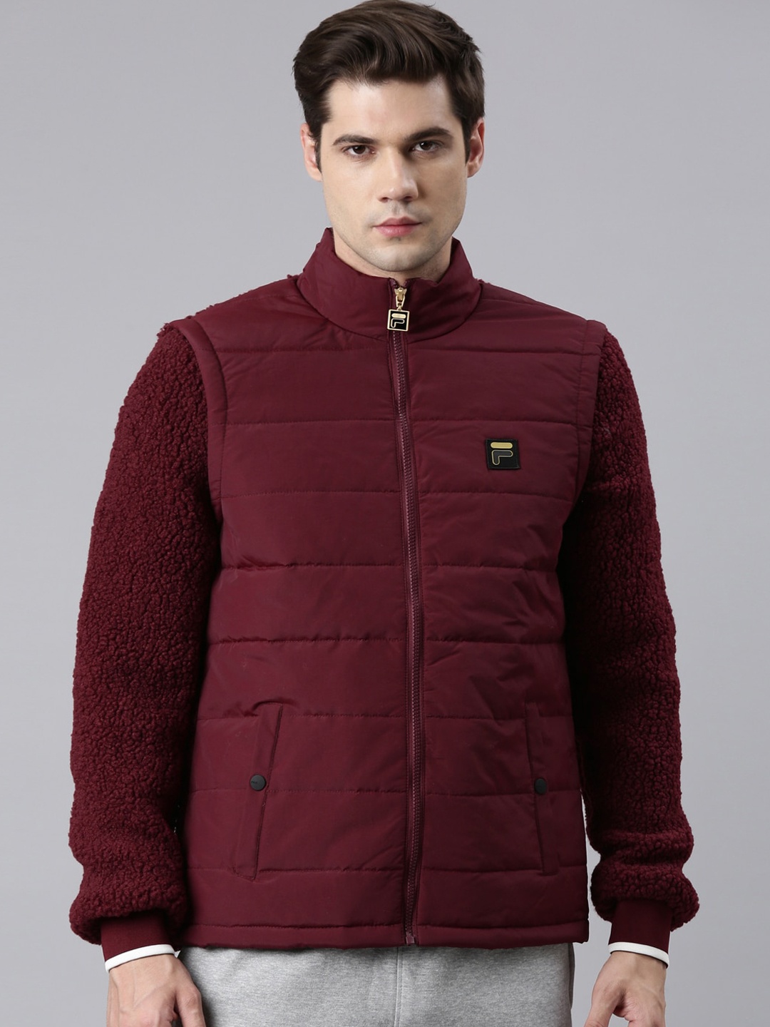 

FILA Mock Collar Padded Jacket, Maroon