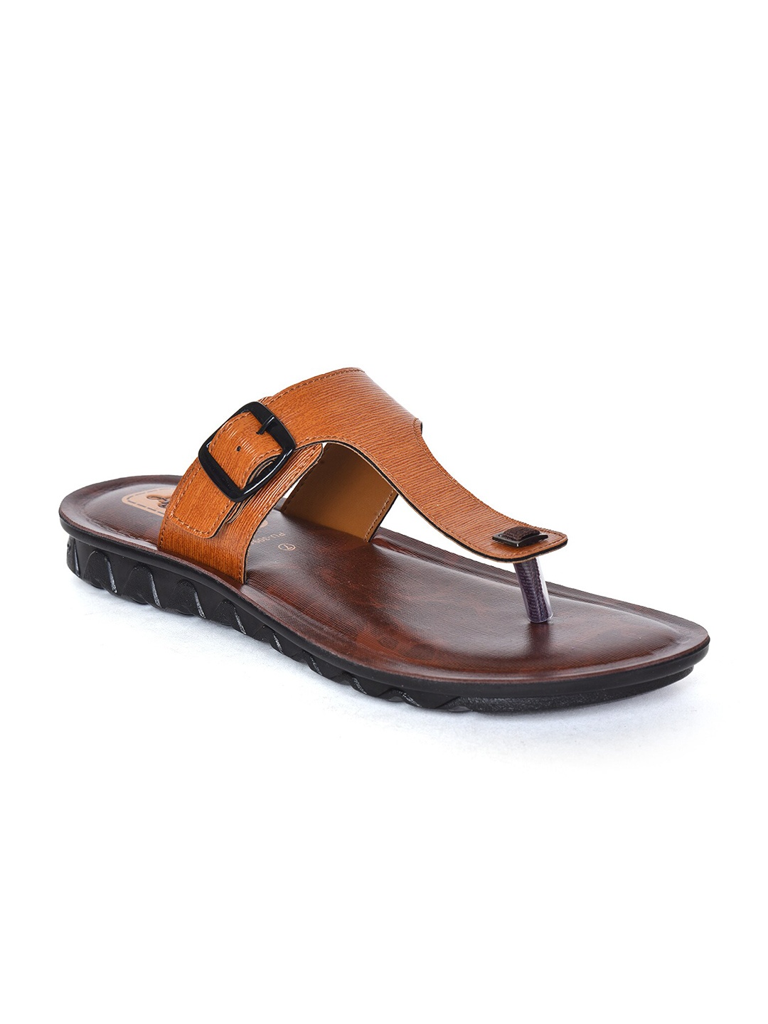 

Ajanta Men Open Toe Comfort Sandals With Buckle Detail, Tan