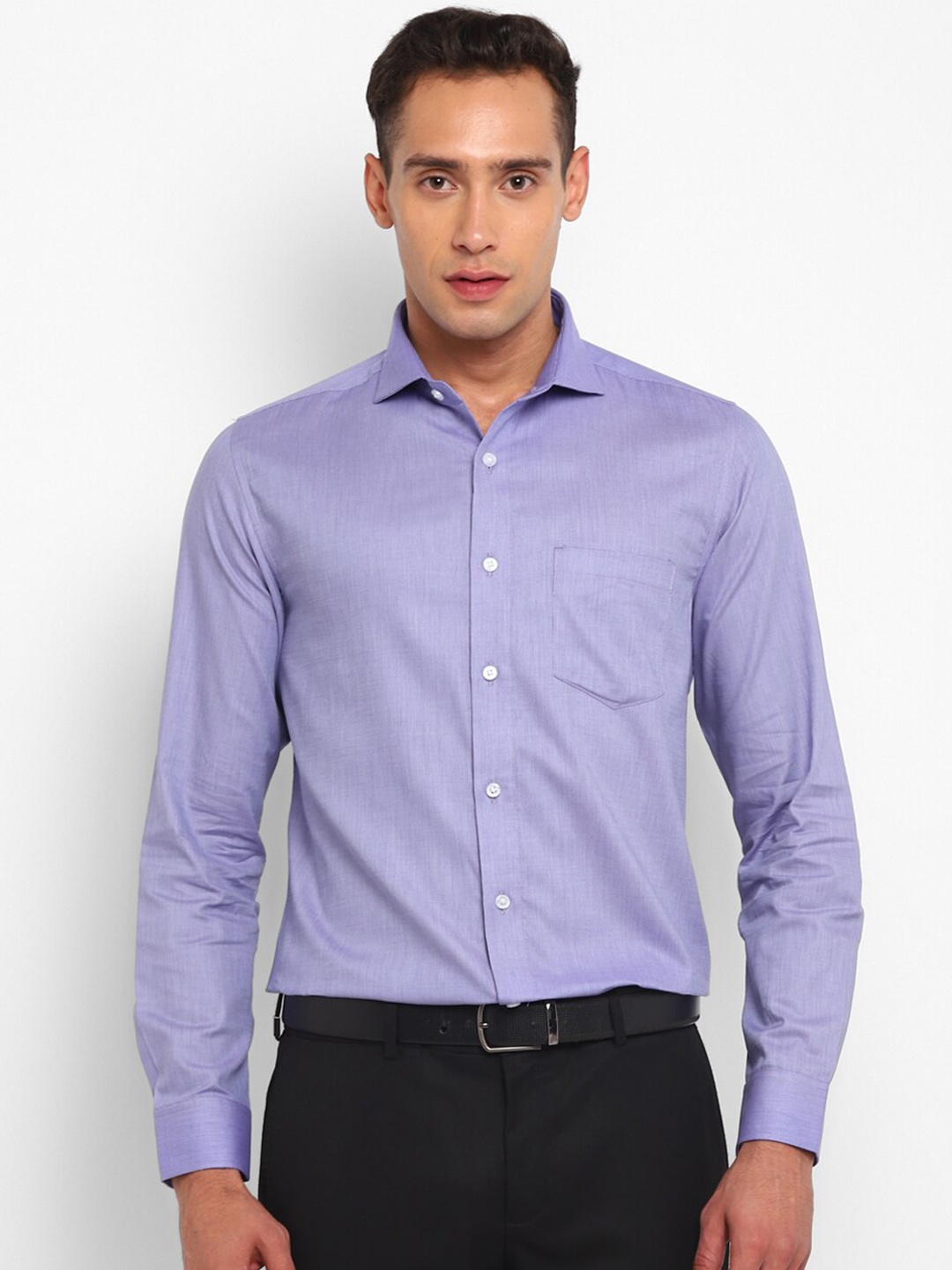 

TOP BRASS Spread Collar Cotton Formal Shirt, Purple