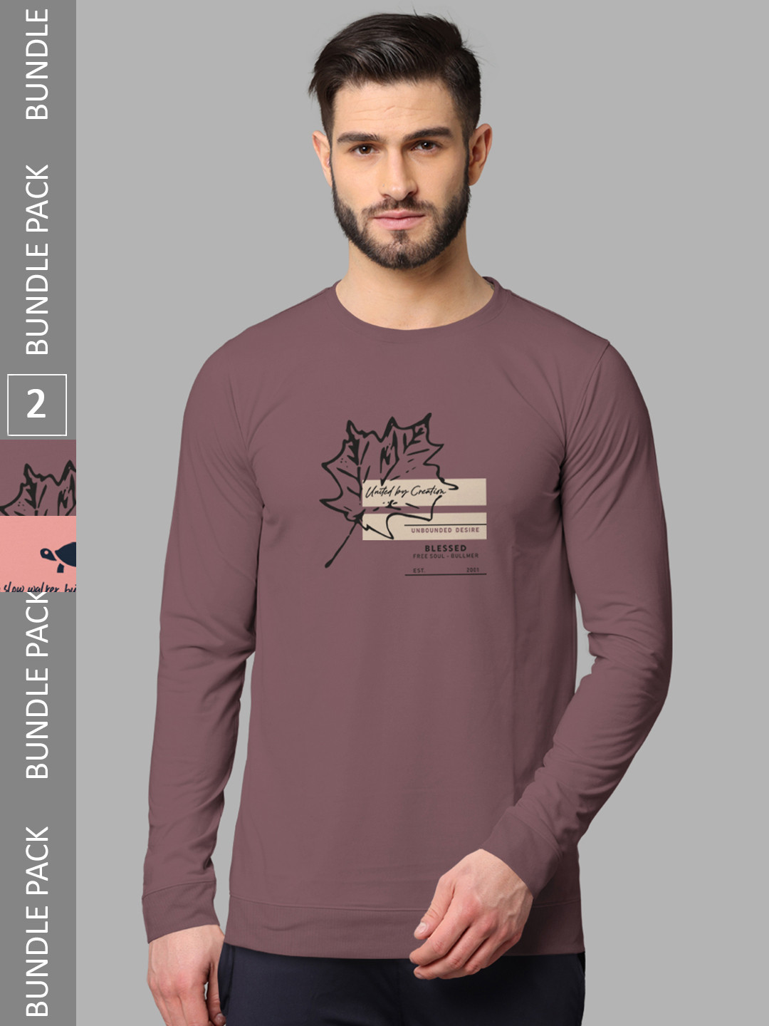

BULLMER Pack Of 2 Printed Cotton Sweatshirts, Taupe