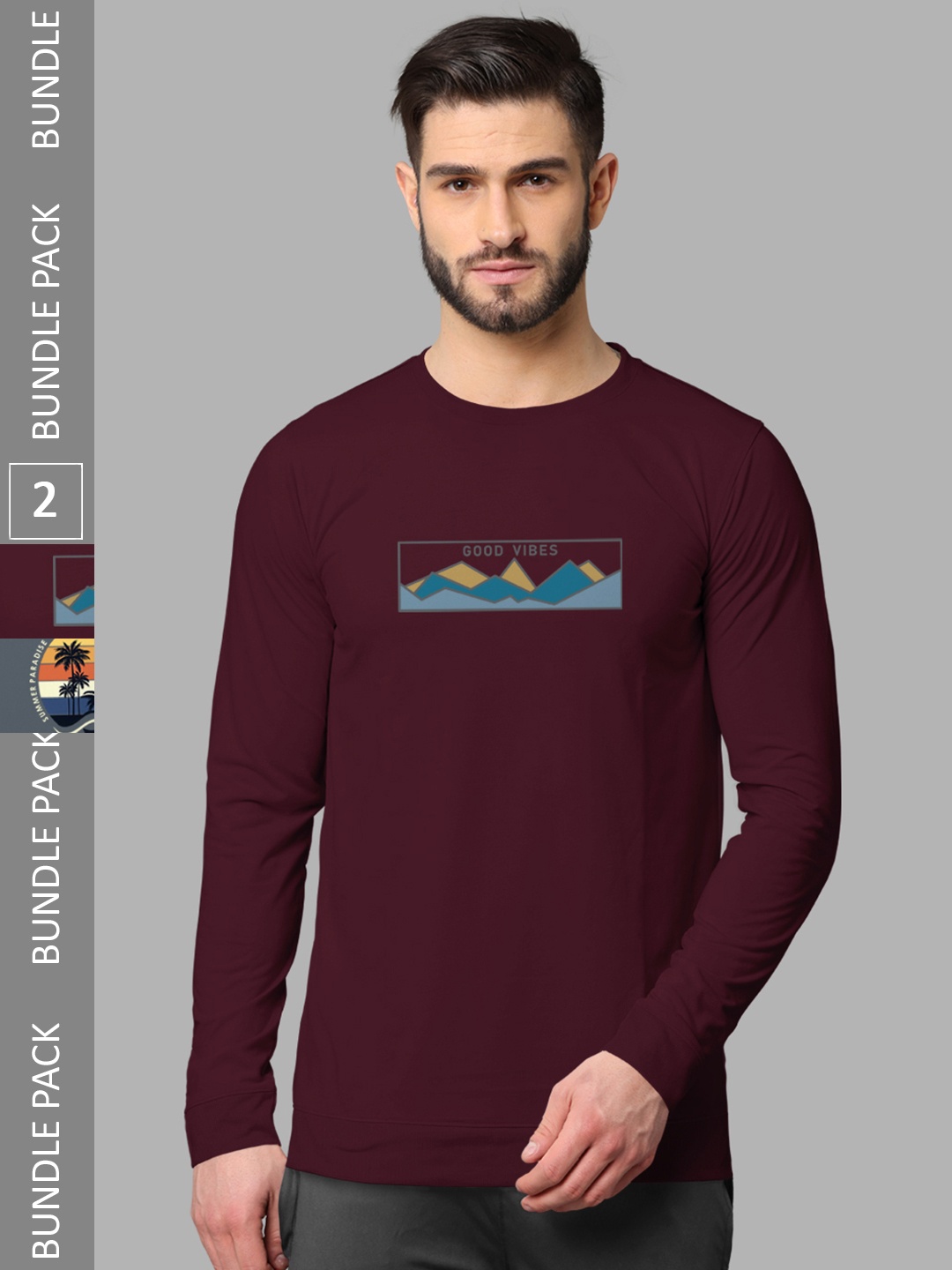 

BULLMER Pack Of 2 Printed Cotton Sweatshirts, Maroon
