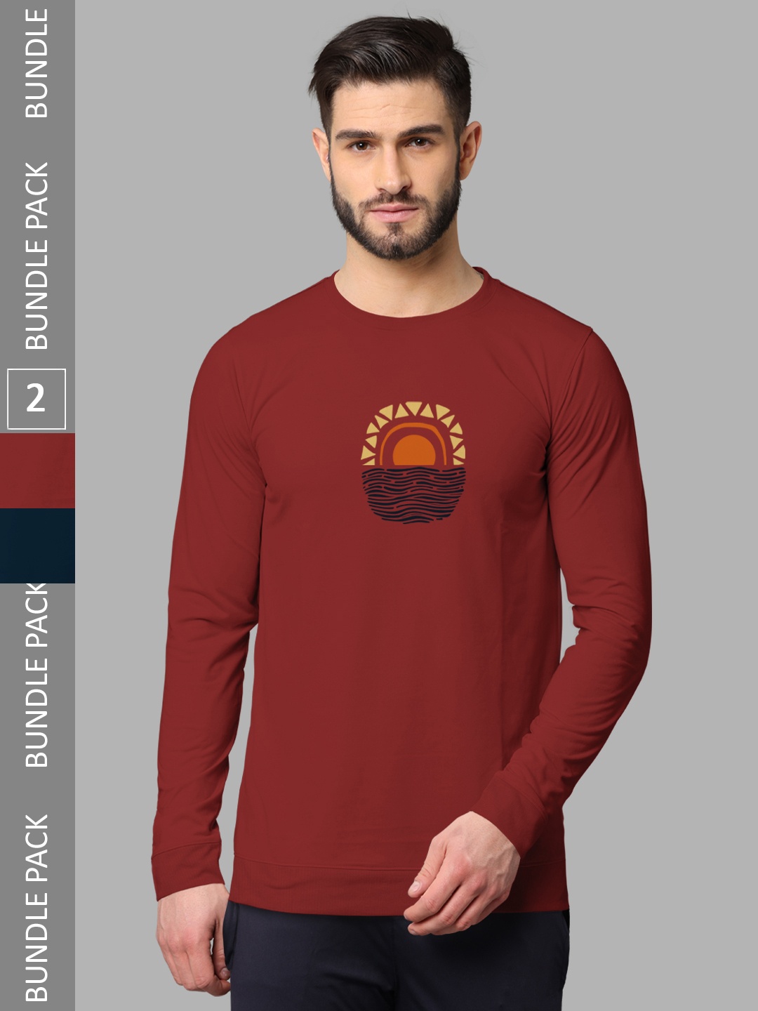 

BULLMER Pack Of 2 Printed Cotton Sweatshirts, Red