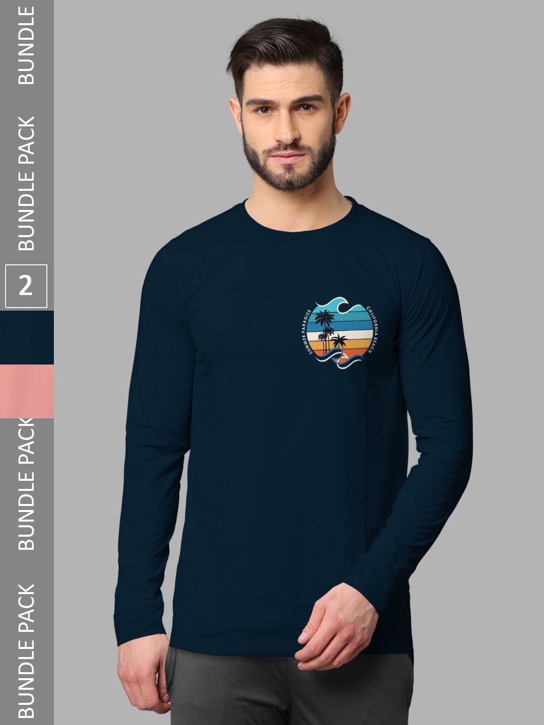 

BULLMER Pack Of 2 Printed Cotton Sweatshirts, Teal
