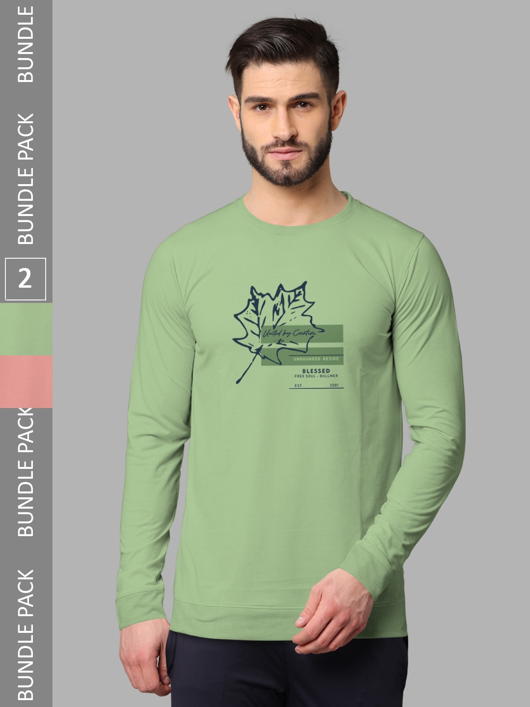 

BULLMER Pack Of 2 Printed Cotton Sweatshirts, Green
