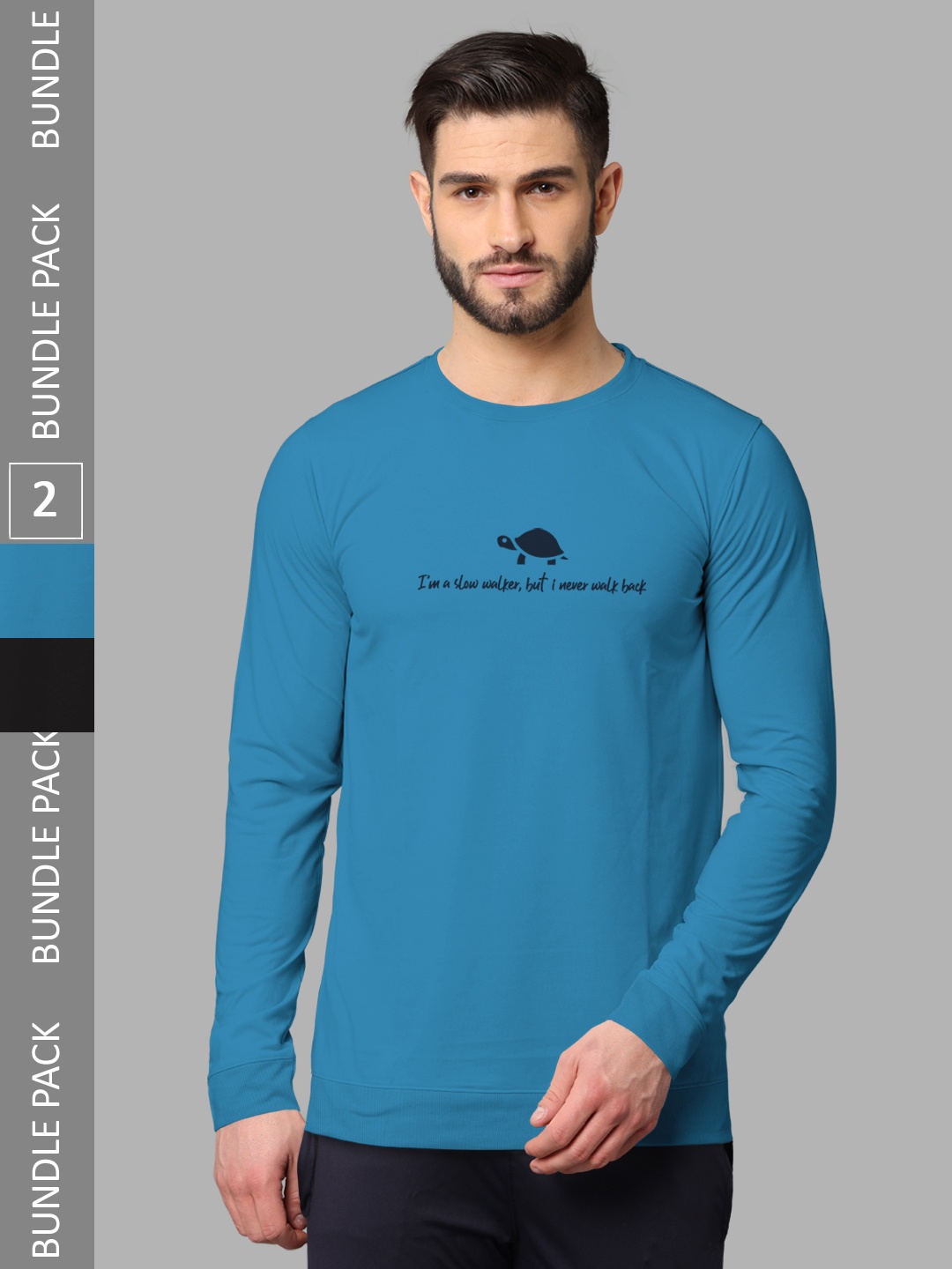 

BULLMER Pack Of 2 Typography Printed Cotton Sweatshirt, Turquoise blue