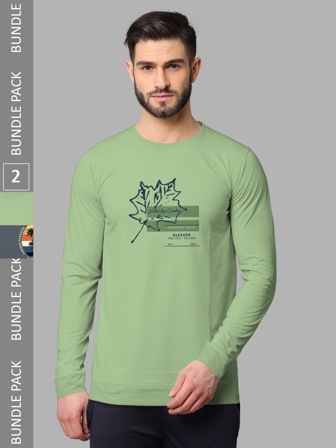 

BULLMER Pack Of 2 Floral Printed Cotton Sweatshirt, Green