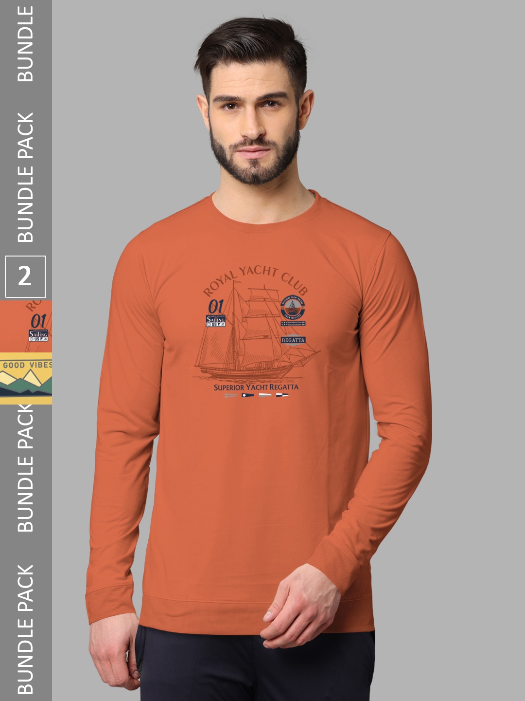 

BULLMER Pack Of 2 Graphic Printed Cotton Sweatshirt, Orange