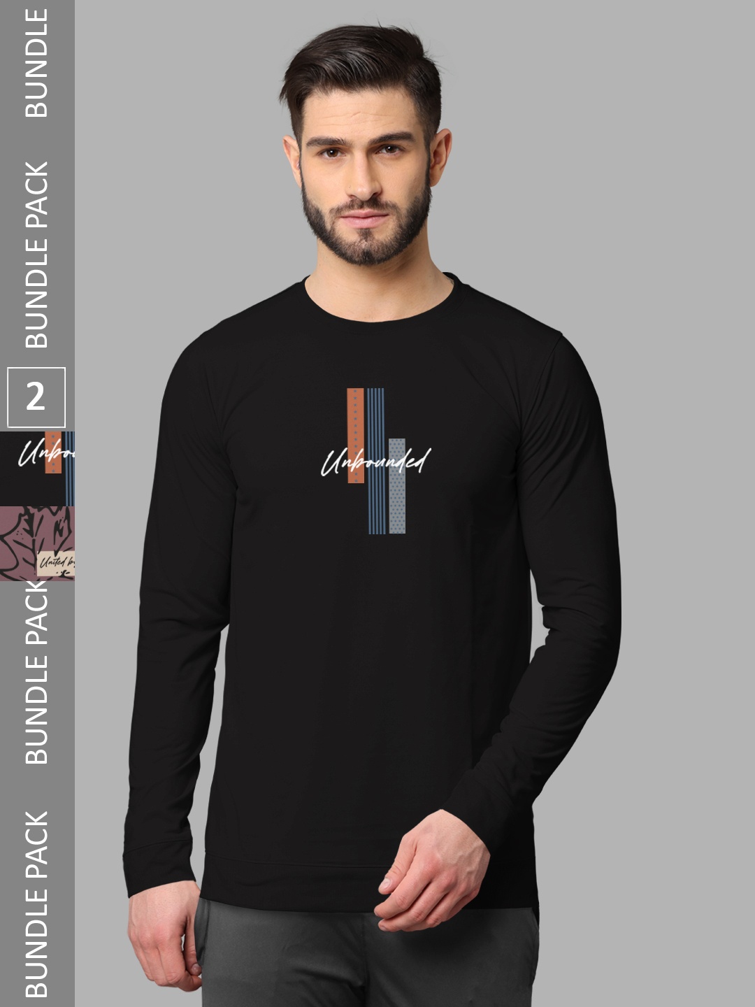 

BULLMER Pack Of 2 Typography Printed Cotton Sweatshirt, Black