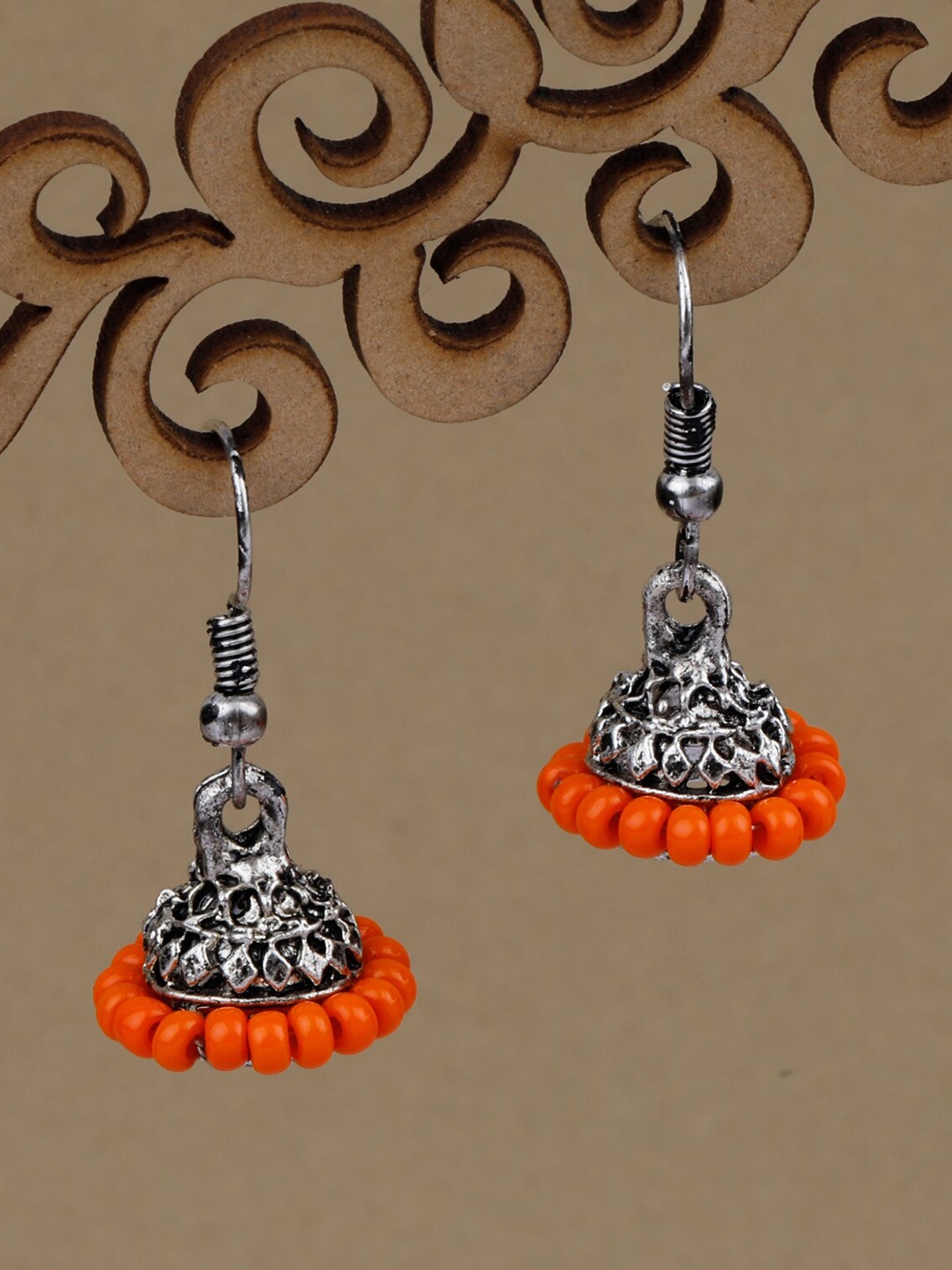 

Silver Shine Set Of 2 Silver Plated Classic Oxidised Jhumkas