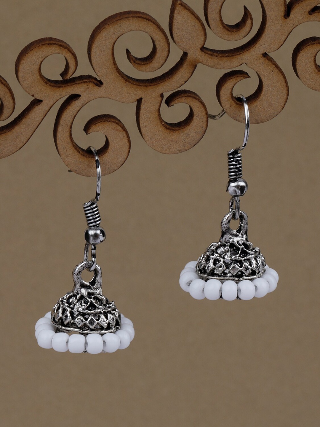 

Silver Shine Silver-Plated Classic Jhumkas Earrings
