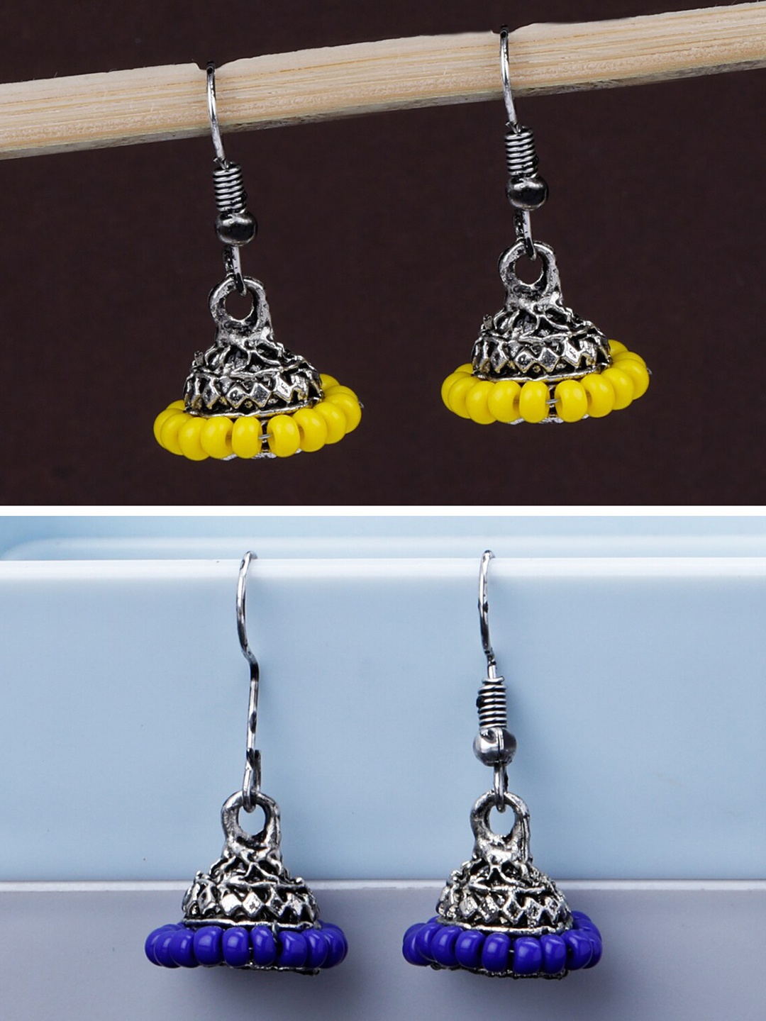 

Silver Shine Set Of 2 Silver-Plated Classic Jhumkas Earrings