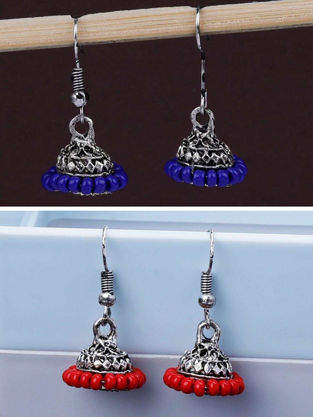 

Silver Shine Set Of 2 Silver-Plated Classic Jhumkas Earrings