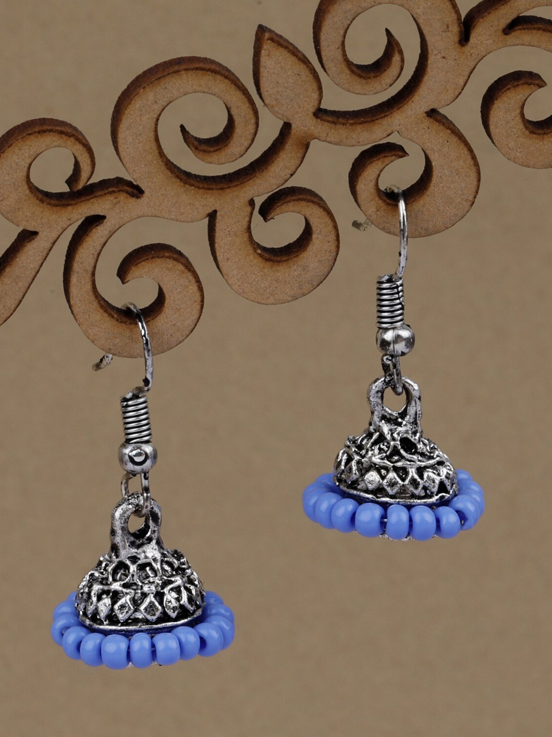 

Silver Shine Silver-Plated Classic Jhumkas Earrings