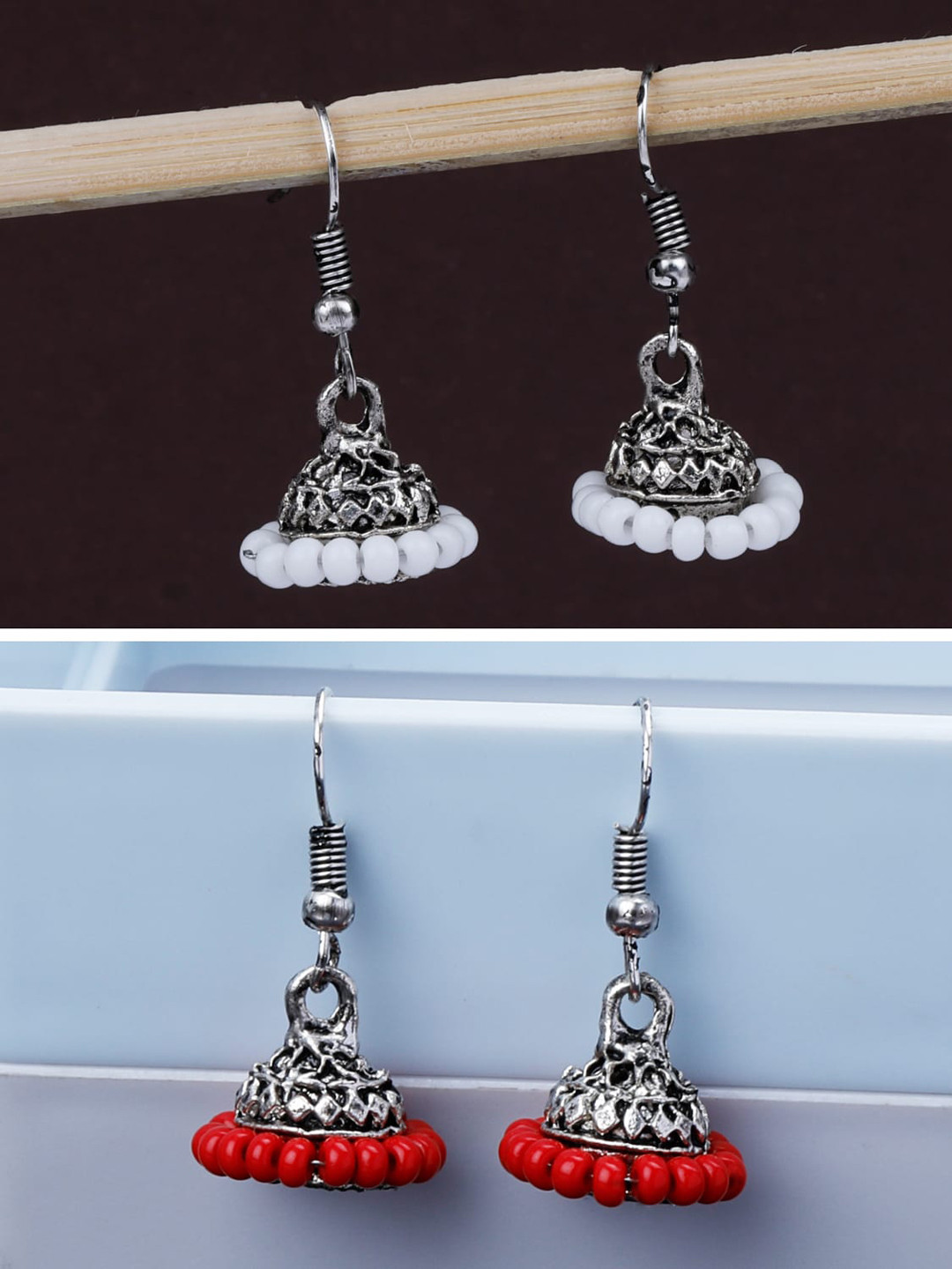 

Silver Shine Set Of 2 Silver-Plated Classic Jhumkas Earrings