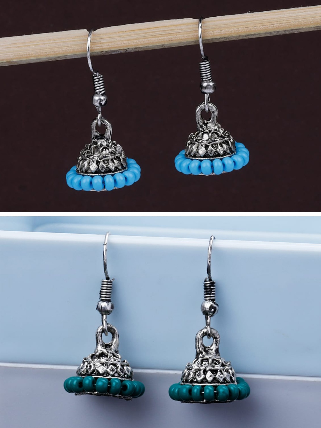 

Silver Shine Set Of 2 Silver-Plated Classic Jhumkas Earrings