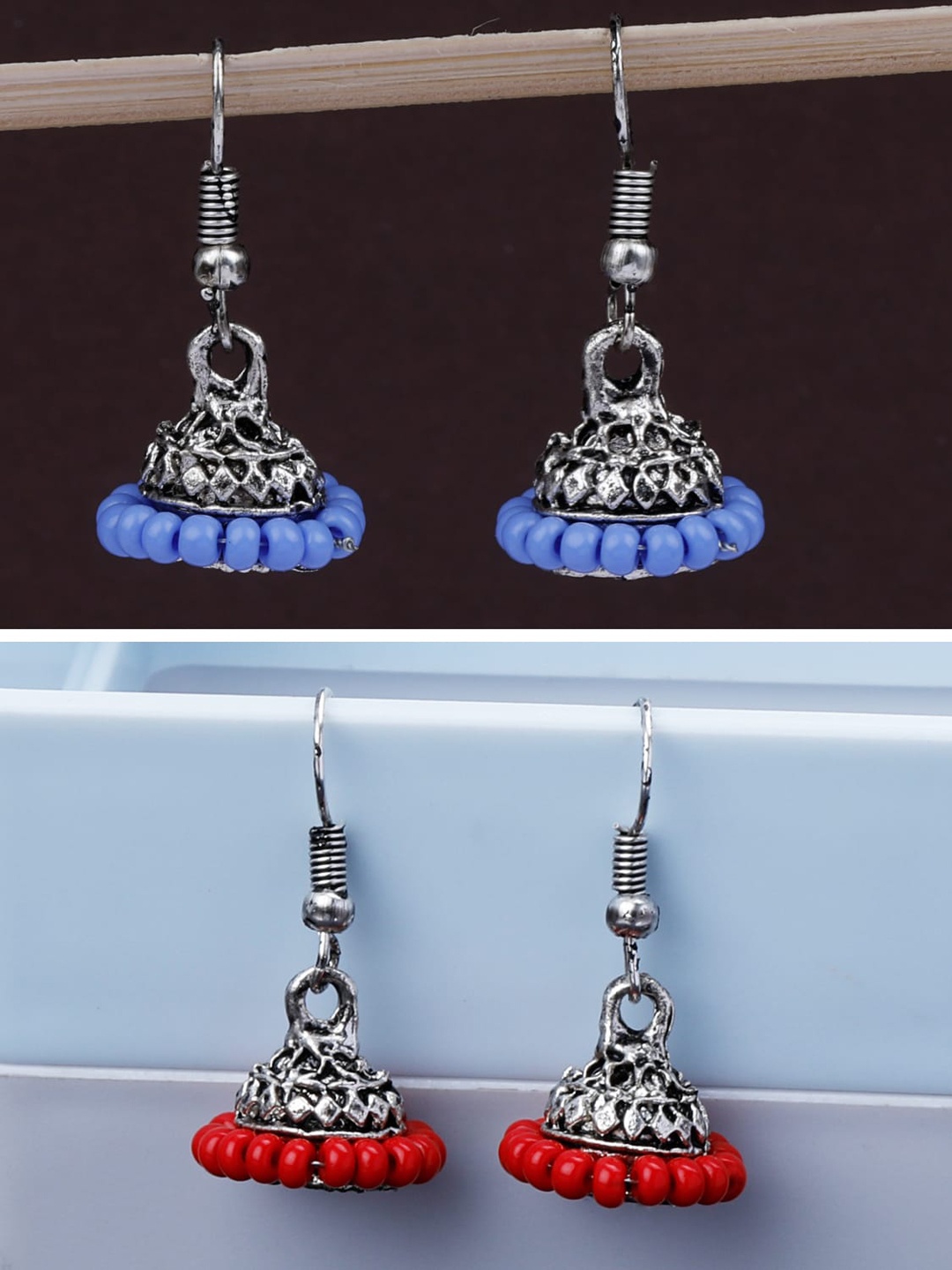 

Silver Shine Set Of 2 Silver-Plated Classic Jhumkas Earrings