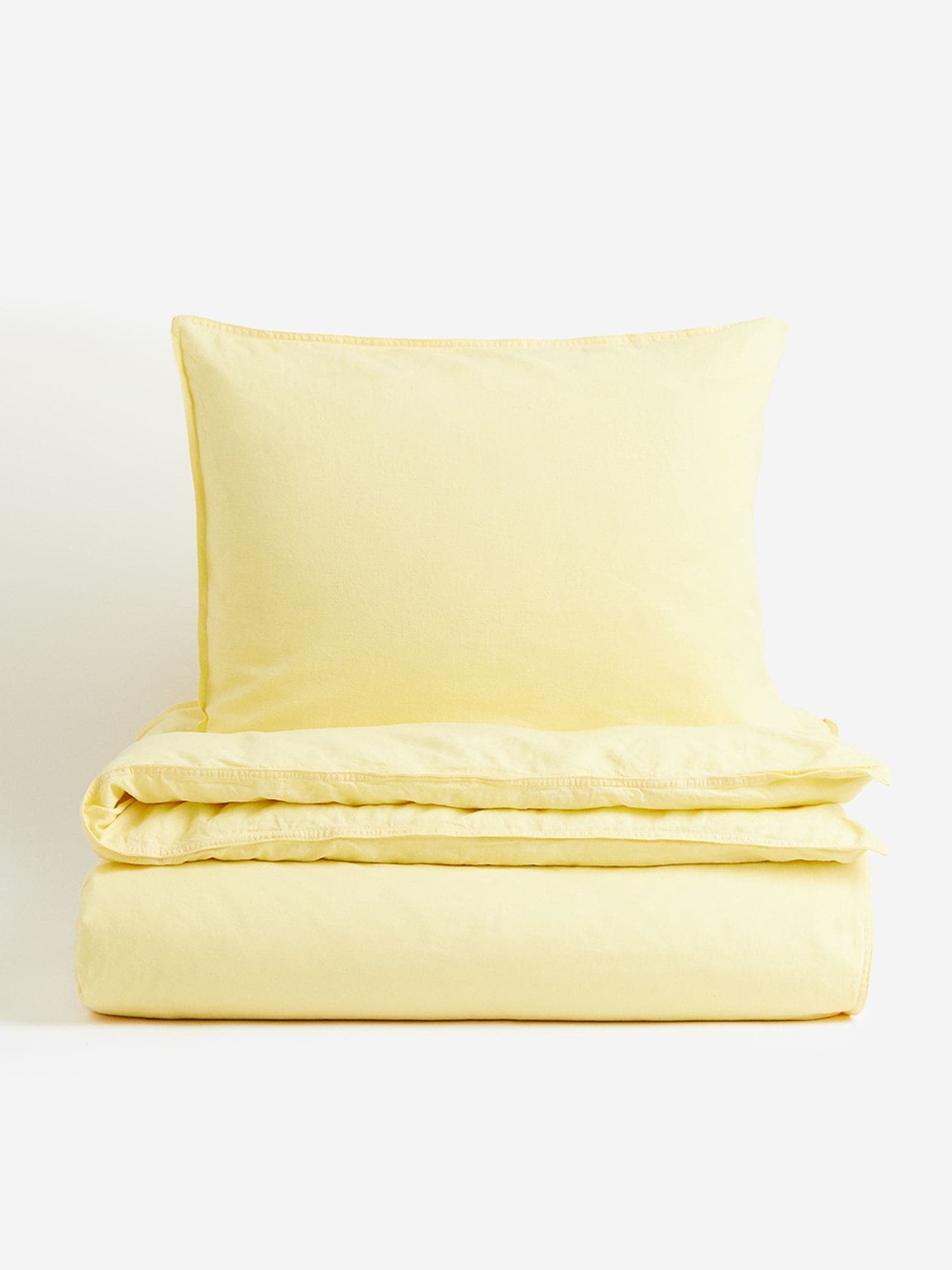 

H&M Yellow Linen-Blend Single Duvet Cover Set