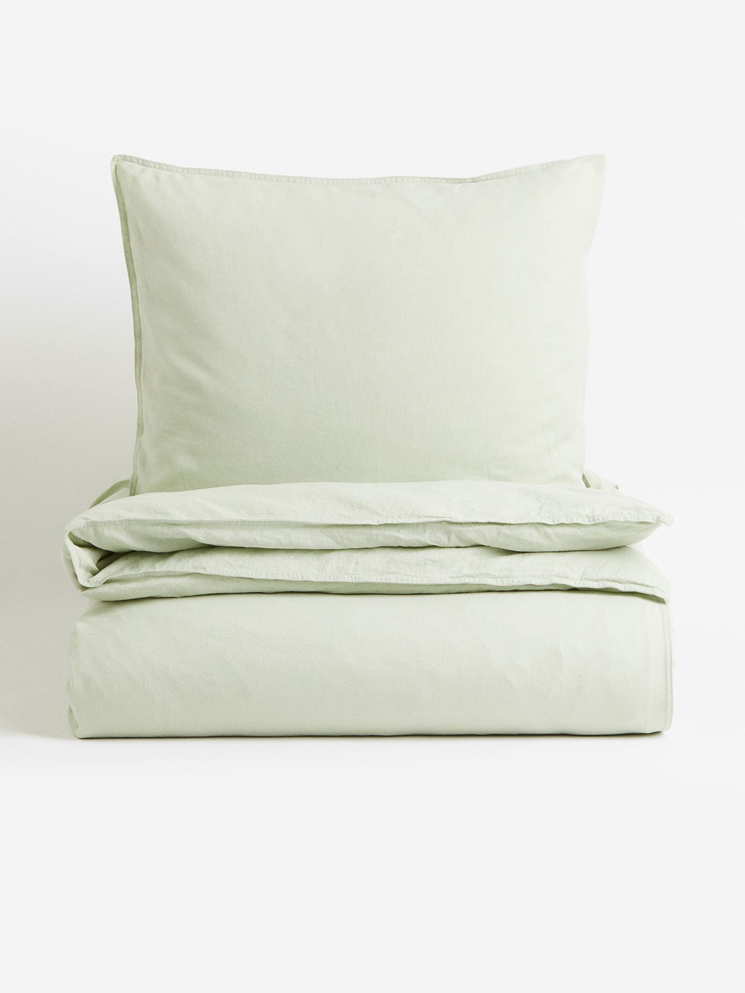 

H&M Sea Green Linen-Blend Single Duvet Cover Set