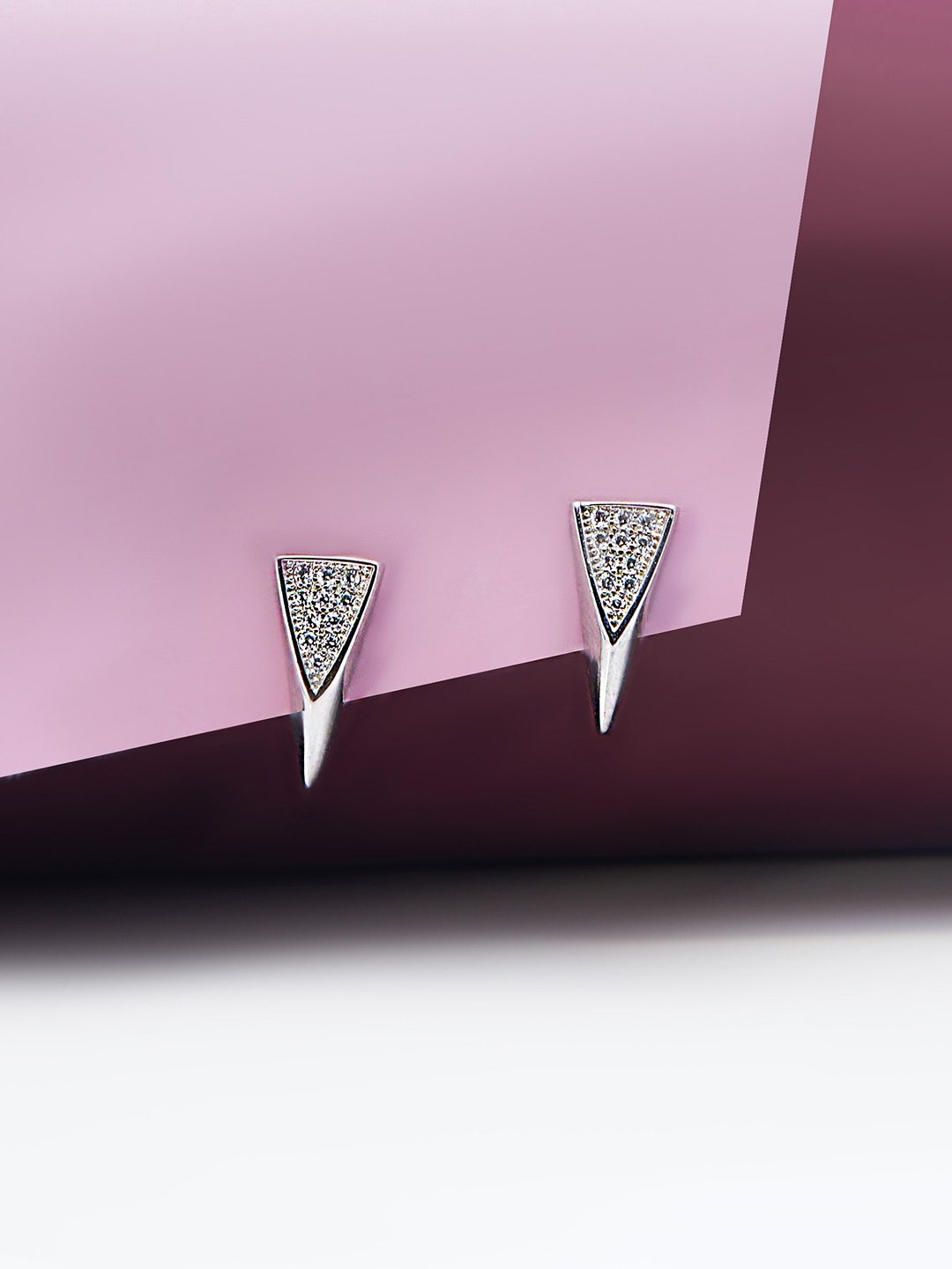 

AKSA Silver-Plated Zirconia Studded Studs Earrings