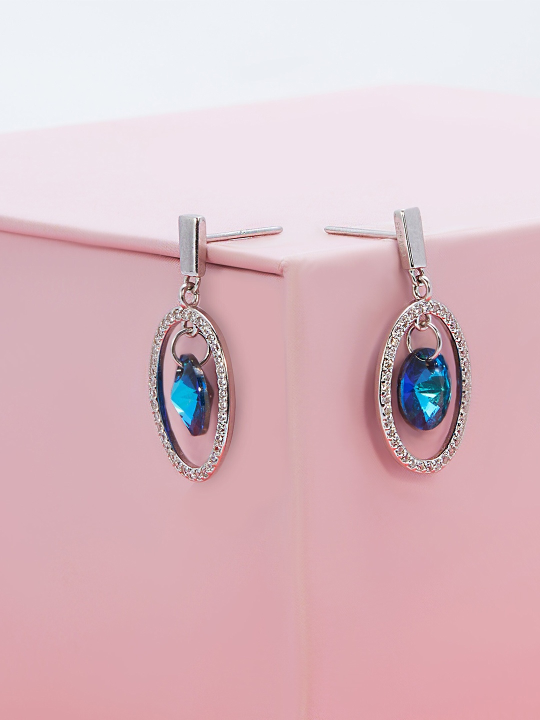 

AKSA 925 Sterling Silver Zircon Studded Drop Earrings