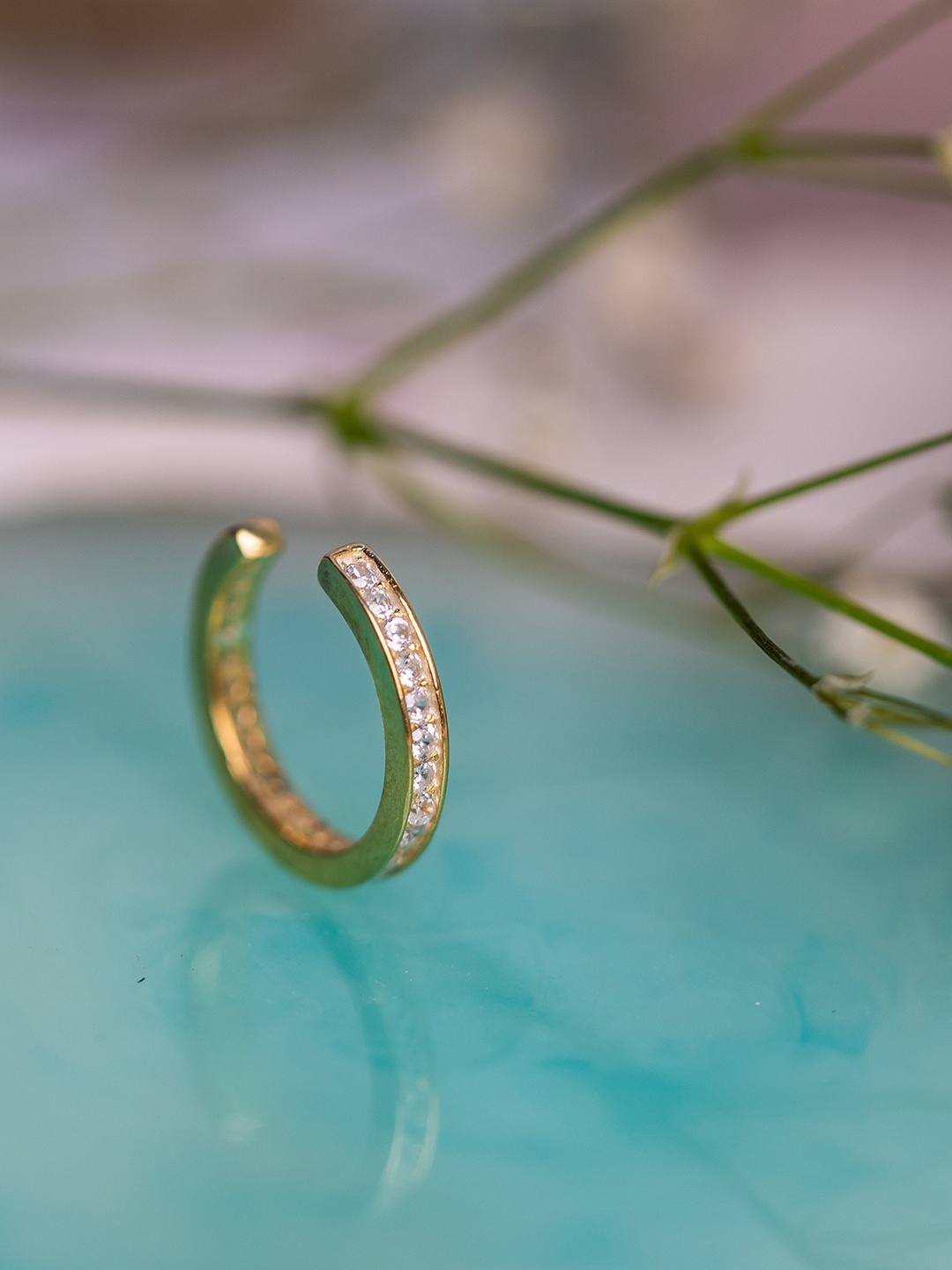

AKSA Gold Plated Zircon Studded Circle Hoop Earrings, Silver