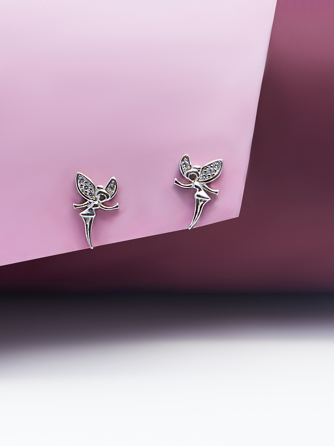 

AKSA Rhodium-Plated Floral Studs Earrings, Silver
