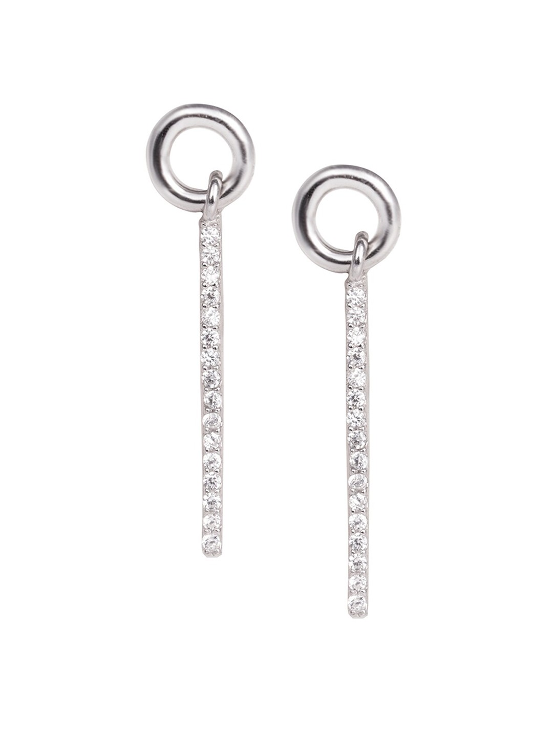 

AKSA 925 Sterling Silver Zircon Studded Drop Earrings