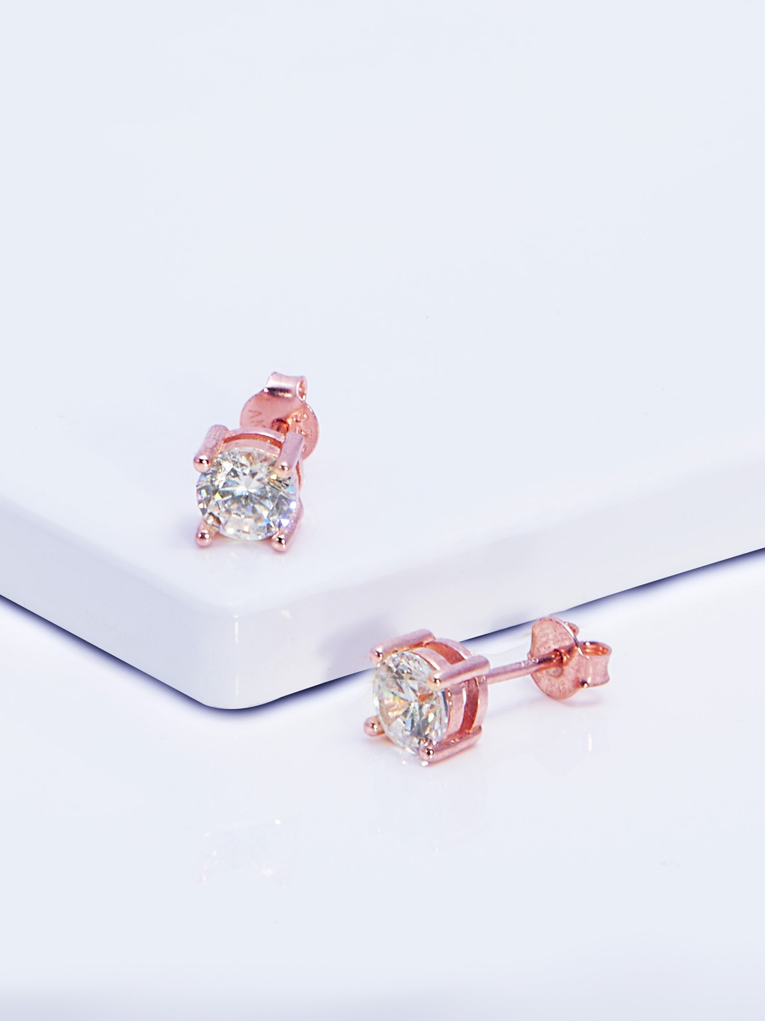 

AKSA Rose Gold Plated Floral Studs Earrings, Silver