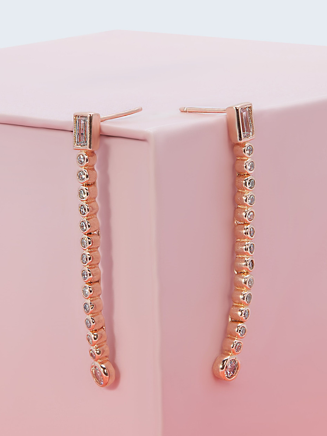 

AKSA 925 Sterling Silver Rose Gold Plated Drop Earrings