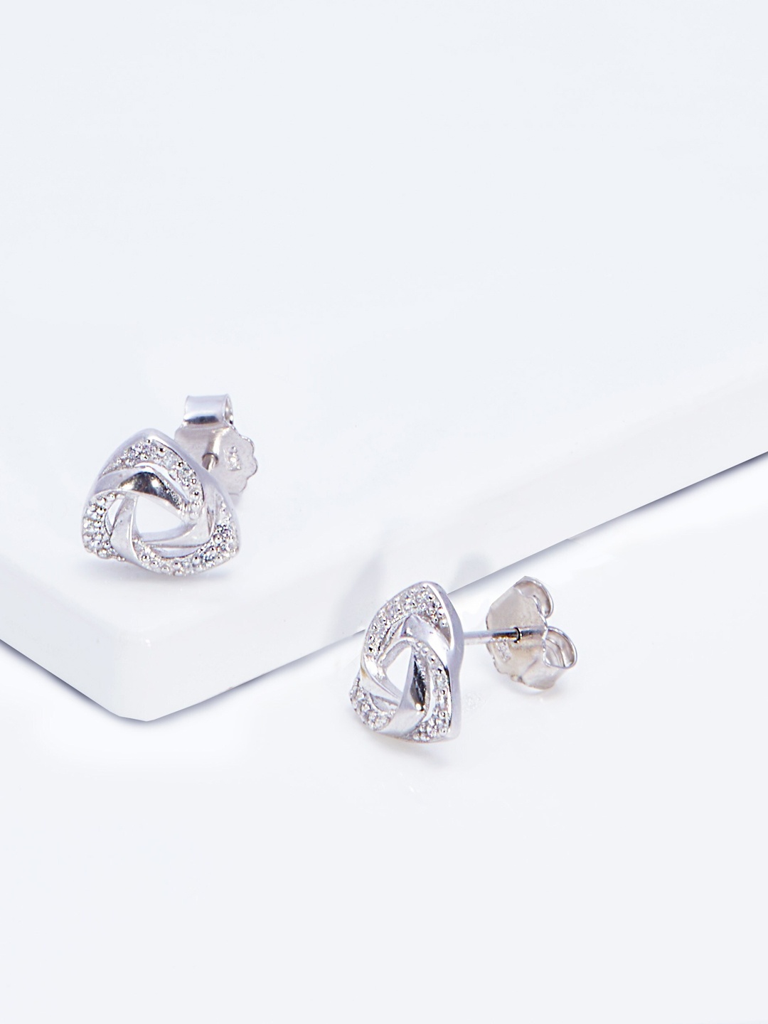 

AKSA Rhodium-Plated Studs Earrings, Silver