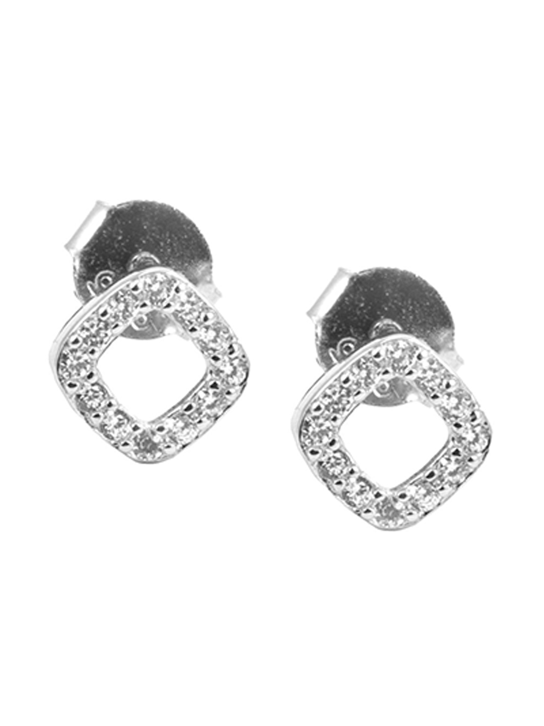 

AKSA Rhodium-Plated Geometric Studs Earrings, Silver