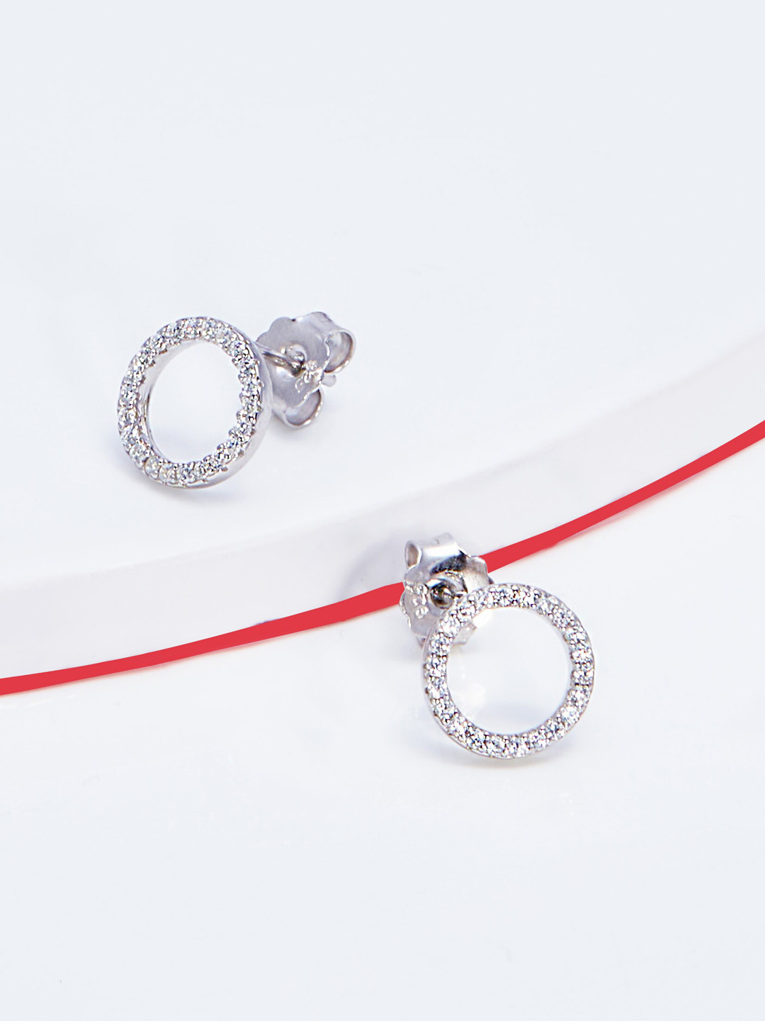 

AKSA Rhodium-Plated Circular Studs Earrings, Silver