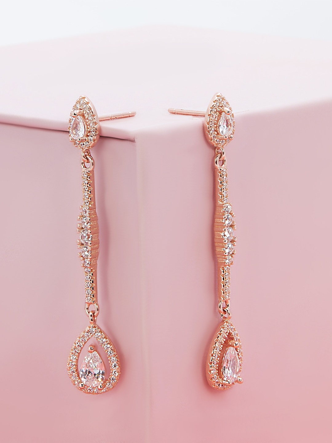 

AKSA Rose Gold-Plated Drop Earrings, Silver