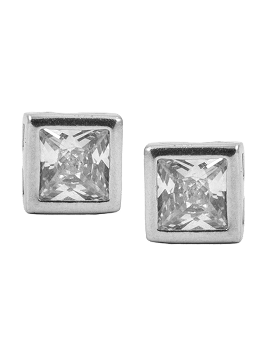 

AKSA Rhodium-Plated Square Studs Earrings, Silver