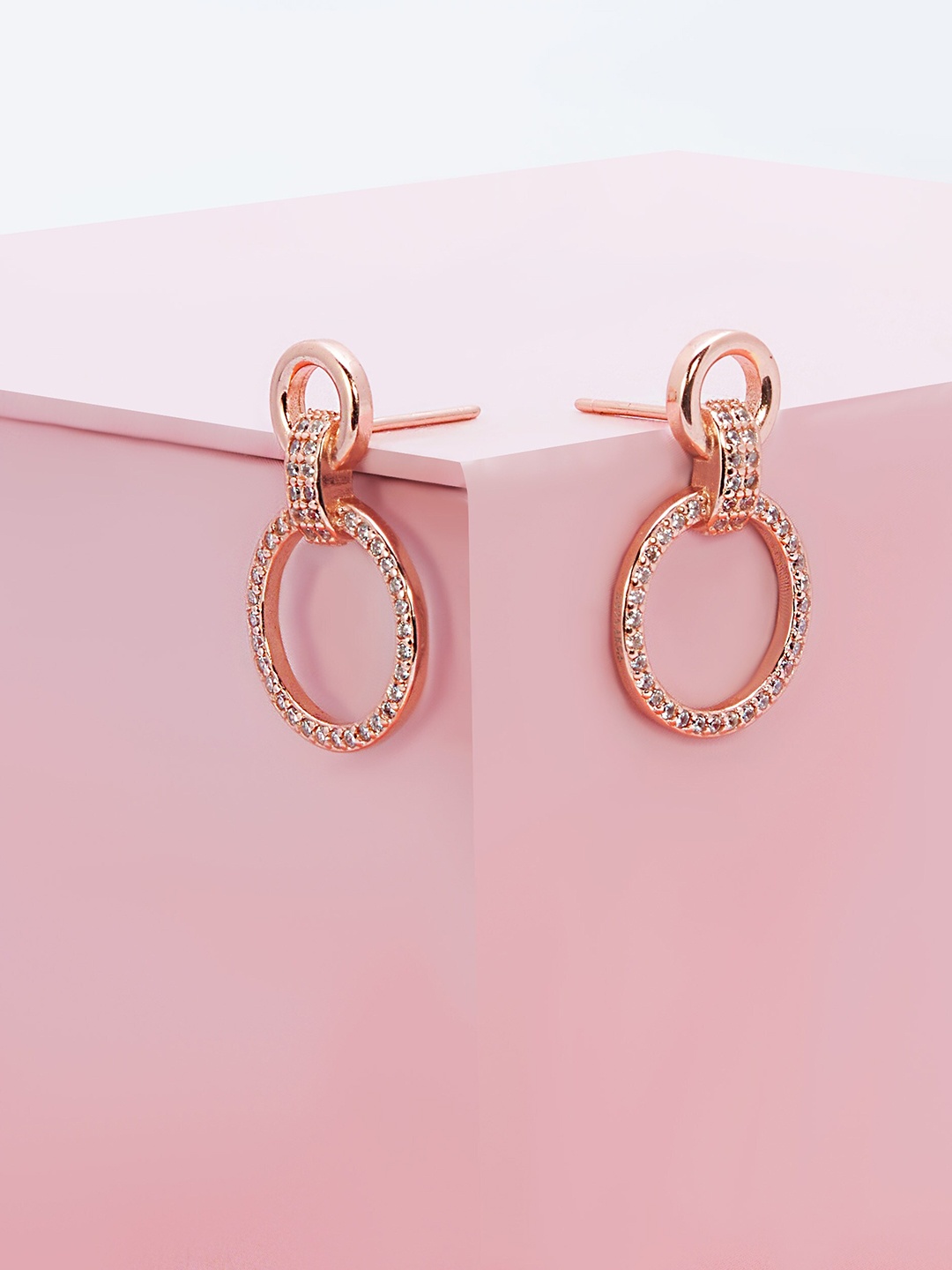 

AKSA 925 Sterling Silver Rose Gold Plated Drop Earrings