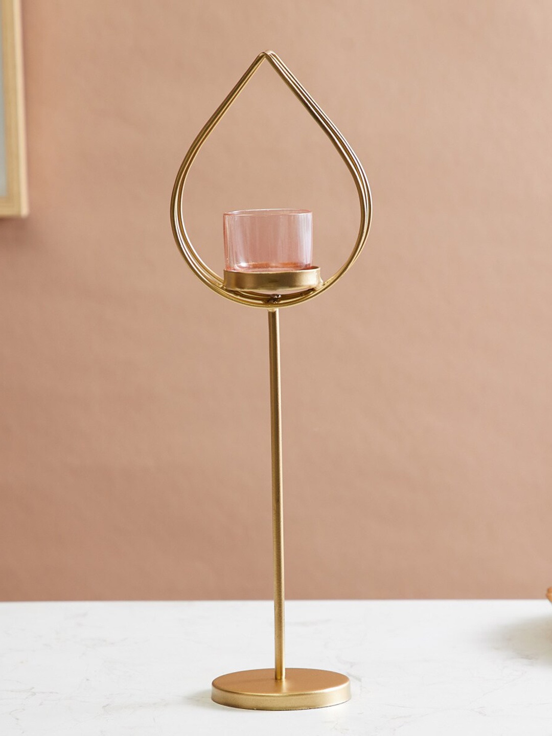 Home Centre Gold-Toned Textured T-Light Holders