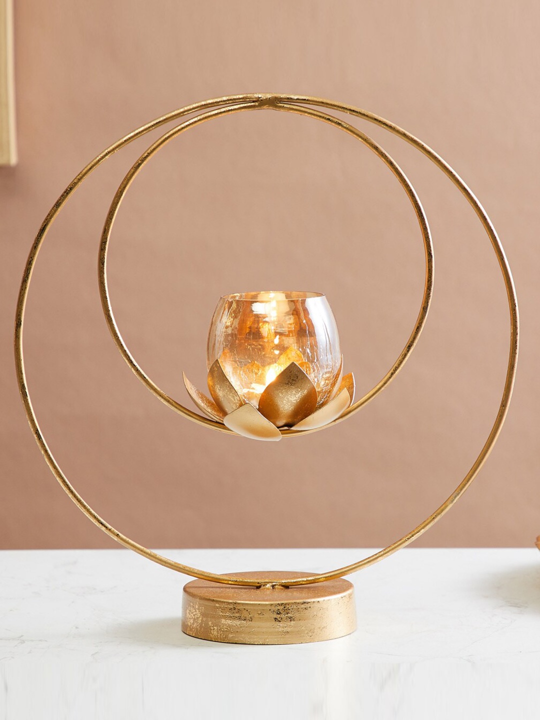 

Home Centre Metallic-Toned Lotus Tier Candle Holder, Gold