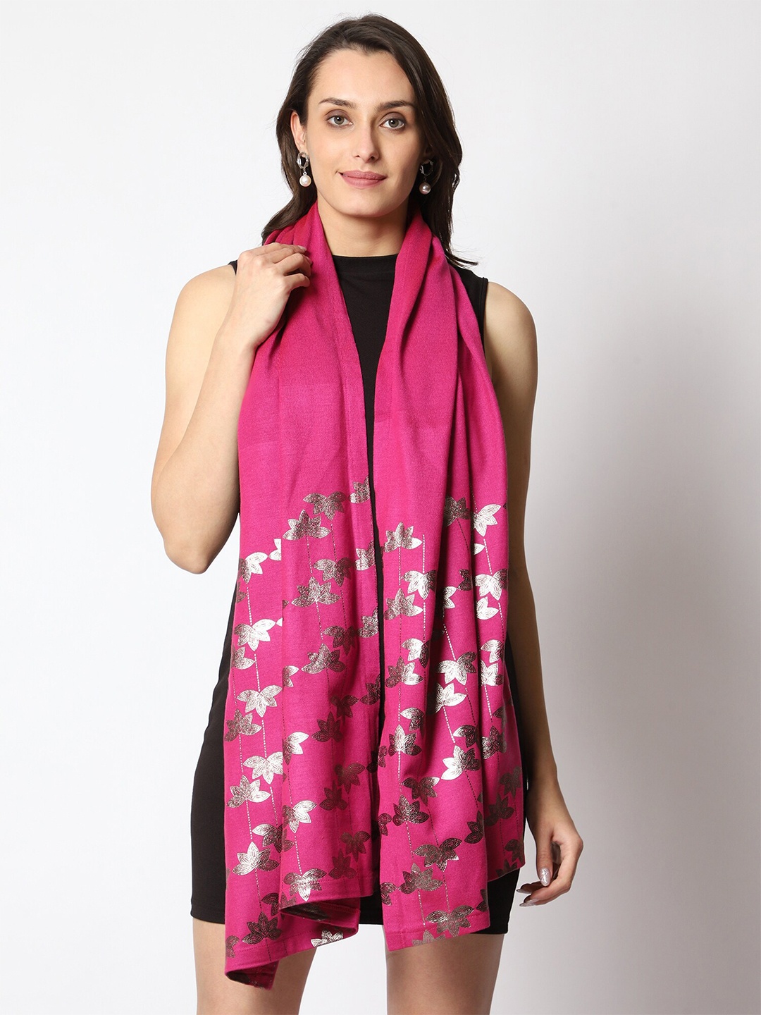 

SWI Stylish Women Floral Printed Velvet Stole, Magenta