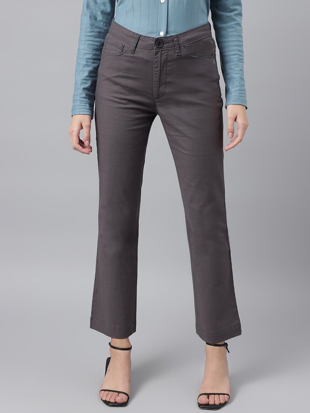 

Xpose Women Comfort High-Rise Bootcut Trousers, Grey