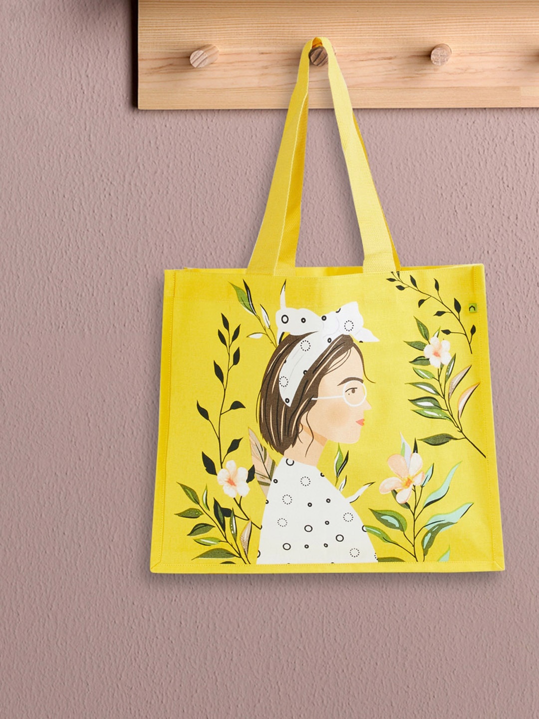 

Home Centre Printed Cotton Shopper Tote Bag, Yellow