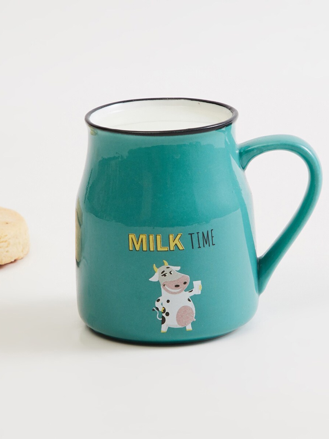 

Home Centre Teal & White Text Printed Bone China Glossy Milk Mug - 240ml