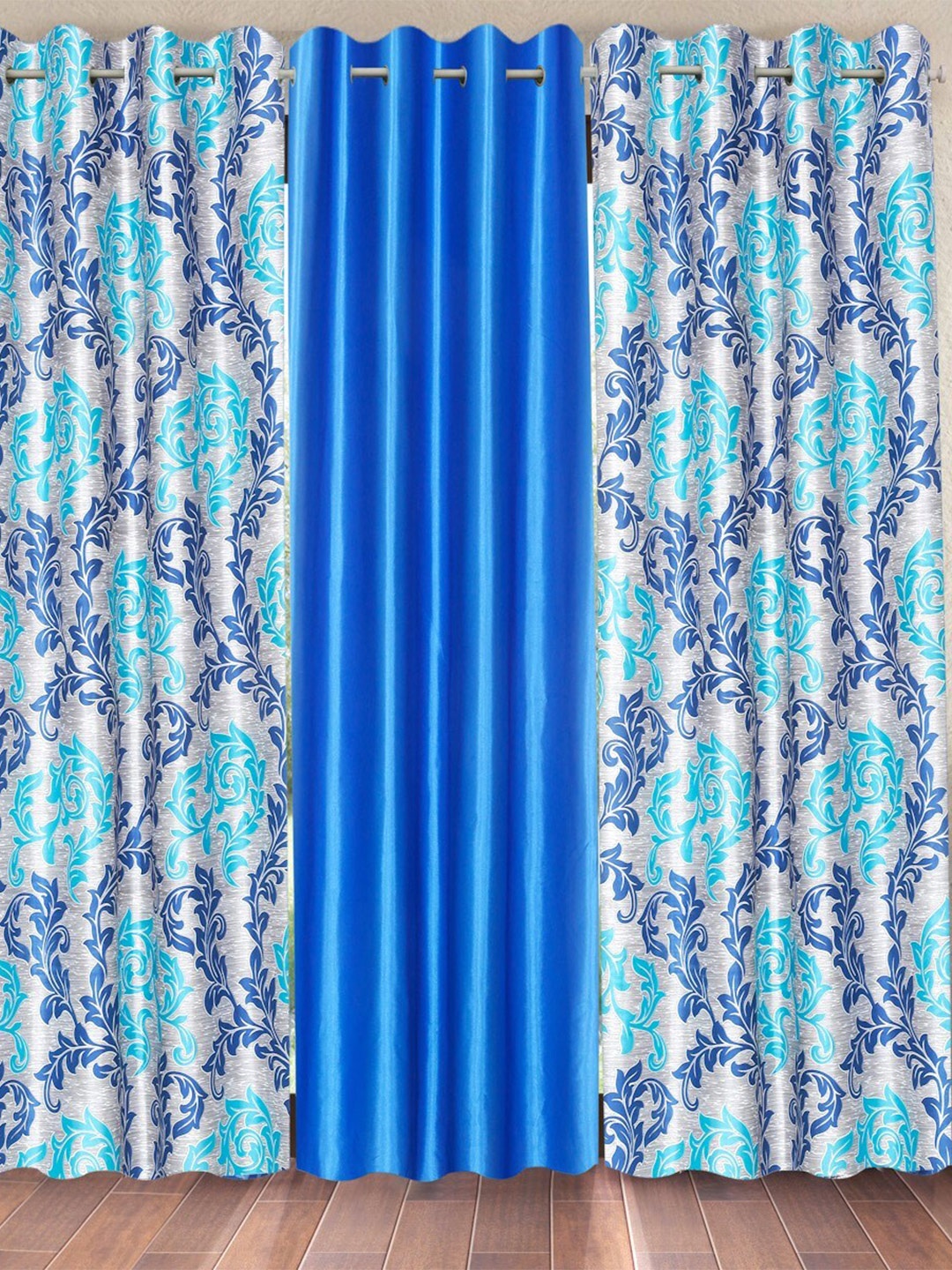 

Home Sizzler Blue & Grey 3 Pieces Floral Door Curtain
