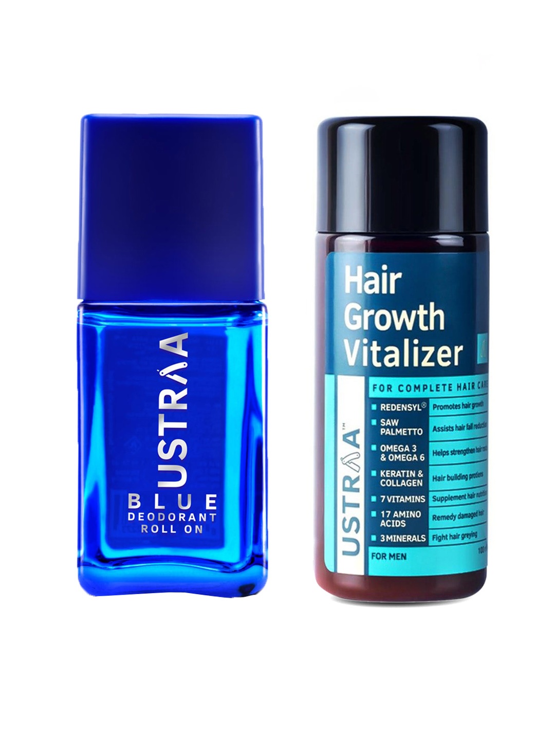 

Ustraa Set of Hair Growth Vitalizer Serum - 100 ml & Blue Roll-On Deodorant - 50 ml