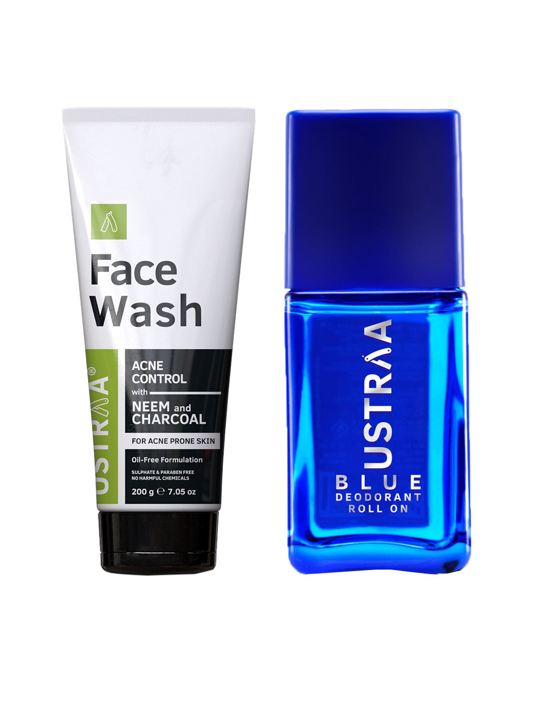 

Ustraa Set of Neem & Charcoal Face Wash - 200 g & Blue Roll-On Deodorant - 50 ml, Green