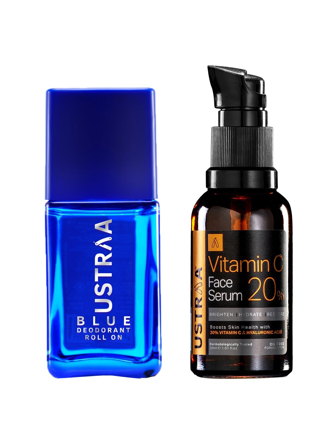 

Ustraa Set of Vitamin C Face Serum - 30 ml & Blue Roll-On Deodorant - 50 ml, Black
