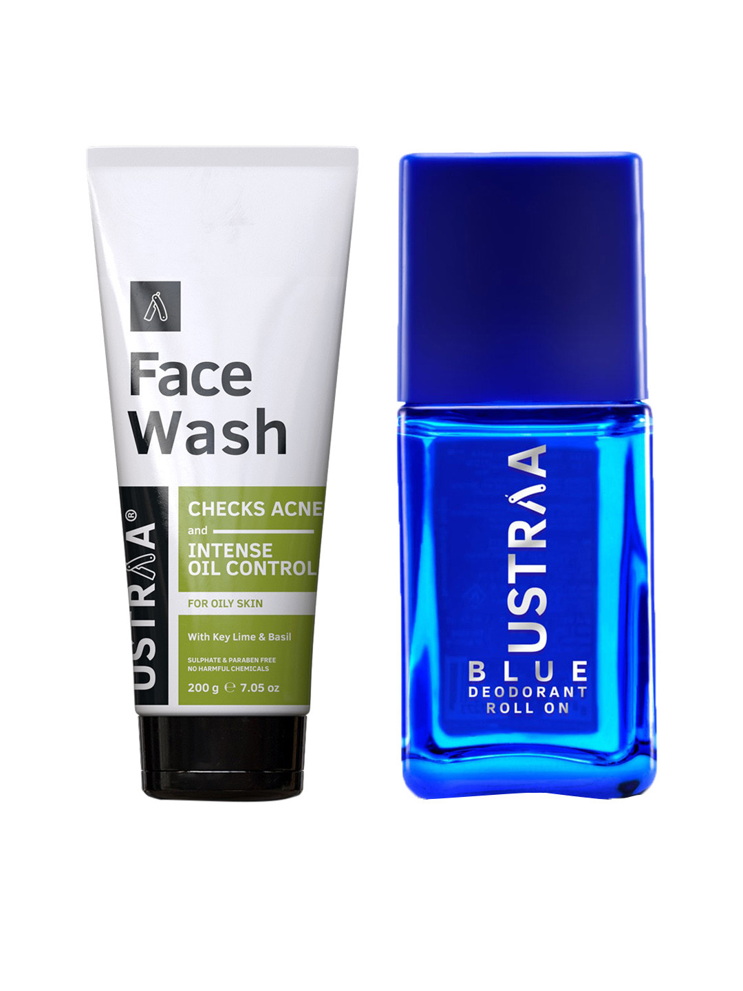 

Ustraa Set of Acne & Oil Control Face Wash - 200 g & Blue Roll-On Deodorant - 50 ml, Green