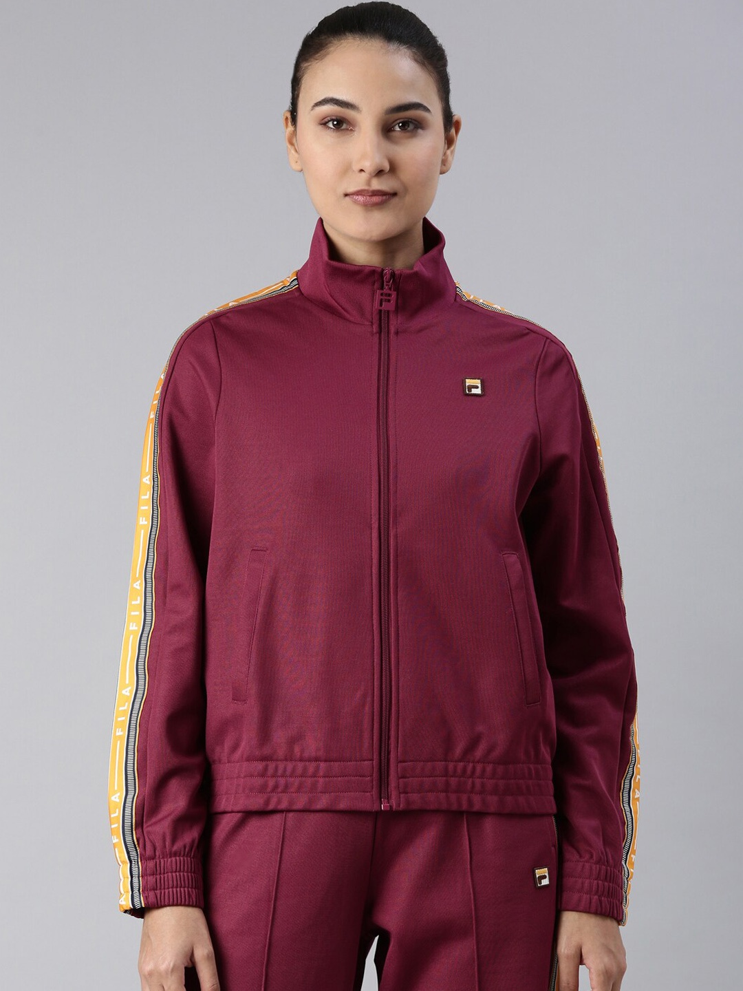 

FILA Mock Collar Long Sleeves Outdoor Cotton Sporty Jacket, Purple