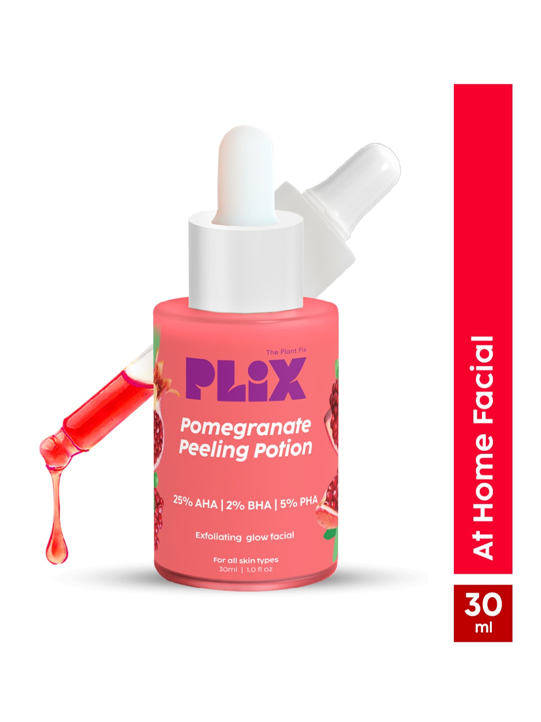 

PLIX THE PLANT FIX Pomegranate Peeling Potion with 25% AHA + 2% BHA + 5% PHA - 30ml, Pink