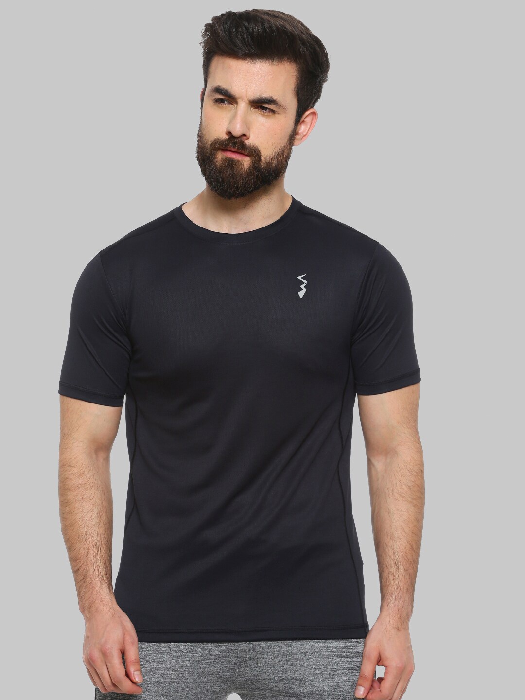 

Campus Sutra Round Neck Short Sleeves Sports T-shirt, Black